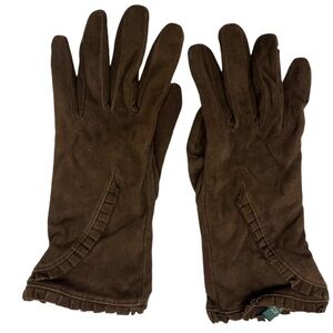 Lauren Ralph Lauren Leather Gloves Size Medium Brown Suede